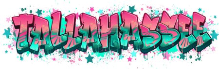 Téléchargez les illustrations : Design de logo vectoriel de style graffiti - Bienvenue à Tallahassee - en licence libre de droit