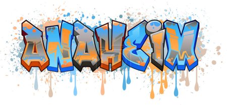 Ilustración de Diseño de logotipo vectorial estilo graffiti - Bienvenido a Anaheim - Imagen libre de derechos