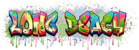 Ilustración de Graffiti estilo Vector Logo Design - Bienvenido a Long Beach - Imagen libre de derechos
