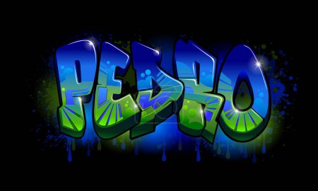 Graffiti Styled Design for Pedro.... Este diseño de graffiti es una pieza vibrante y llamativa que se creó utilizando gráficos vectoriales. El diseño presenta letras audaces y dinámicas que se comparan con