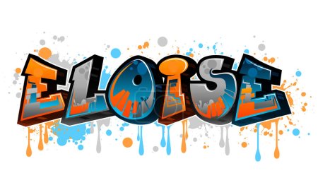 Illustration for Graffiti Styled Design for Eloise ....This graffiti design is a vibrant and eye-catching piece that was created using vector graphics. The design features bold and dynamic lettering that is set - Royalty Free Image