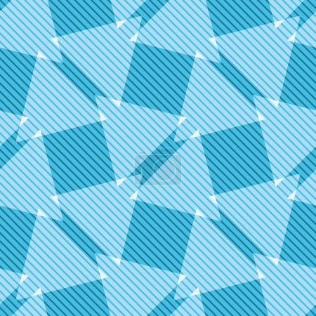 Ilustración de Patrón geométrico abstracto sin costuras en azul y blanco. Ilustración vectorial - formas triangulares y cuadradas con textura de línea adecuada para la decoración del hogar, la moda y el regalo. - Imagen libre de derechos