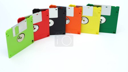 Photo for Floppy disks on a white background.Multi-color floppy disks. - Royalty Free Image