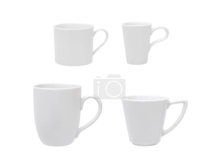 Photo for Various white coffee mugs on white with clipping path. - Royalty Free Image