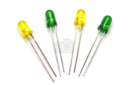 Photo for Closeup yellow and green LED diodes on a white background - Royalty Free Image