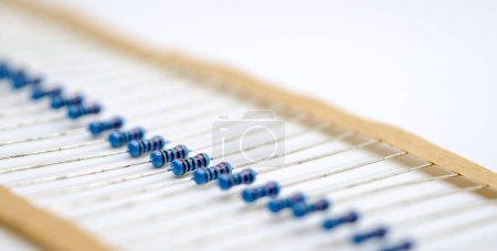 Photo for Blue resistors in row, Resistors on white background - Royalty Free Image
