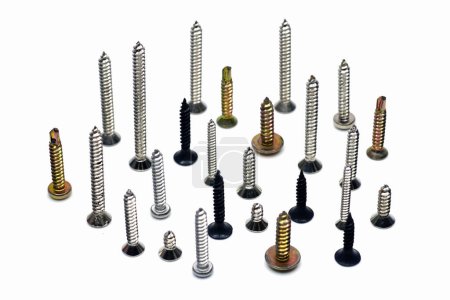 Tapping screws made of steel, metal screws, iron screws, chrome screws