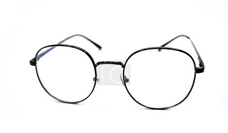 Photo for Black eyeglasses, isolated on white background.Circle glasses fashion on white background - Royalty Free Image