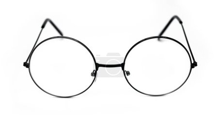 Photo for Black eyeglasses, isolated on white background.Circle glasses fashion on white background - Royalty Free Image