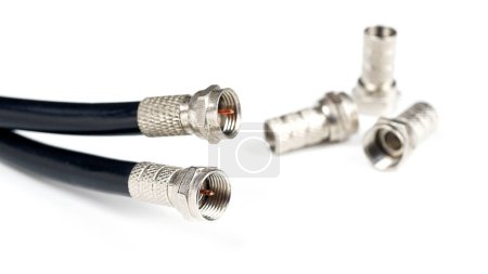 Photo for Electric cables for connection isolated on white background - Royalty Free Image