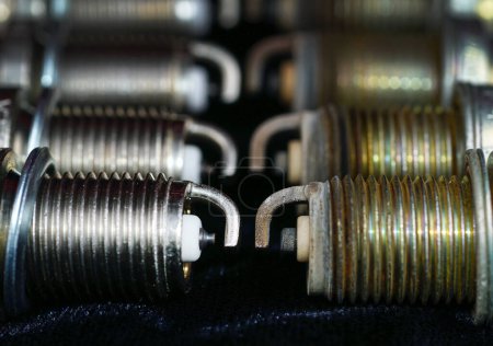 Photo for Metal nuts and screws. set of new electrical cables - Royalty Free Image