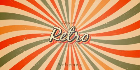 Illustration for Colorful background retro style with groovy sunburst and grunge texture design vintage - Royalty Free Image