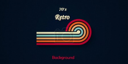 Illustration for Retro style background with colorful rounded simple lines trendy 1970s vintage design - Royalty Free Image