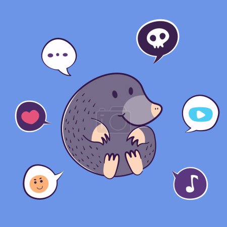 Illustration for Cute hedgehog who talks too much - Royalty Free Image