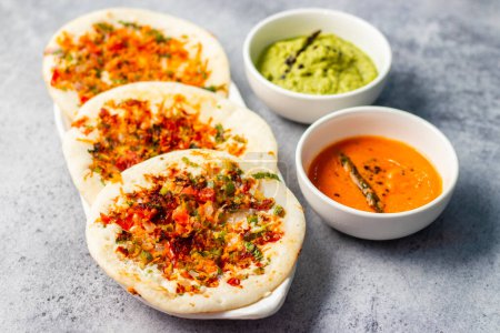famous south Indian food Uthappam with chutney.