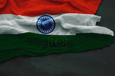 Indian National Flag with black background.