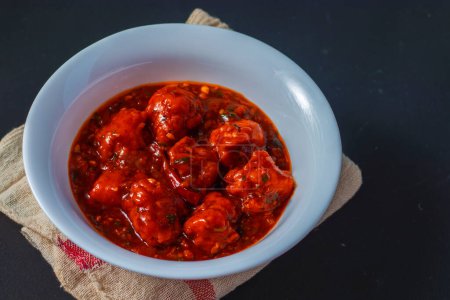 delicious chicken manchurian is ready to serve.