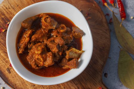 selective focus of delicious mutton curry.