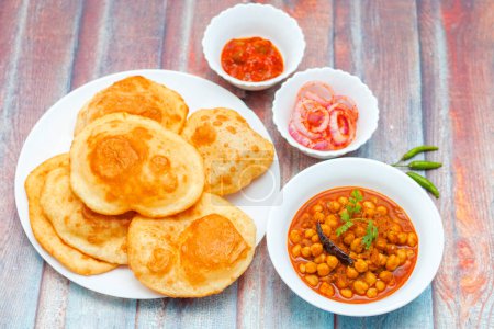 famous north Indian dish Chole Bhature is ready to eat.