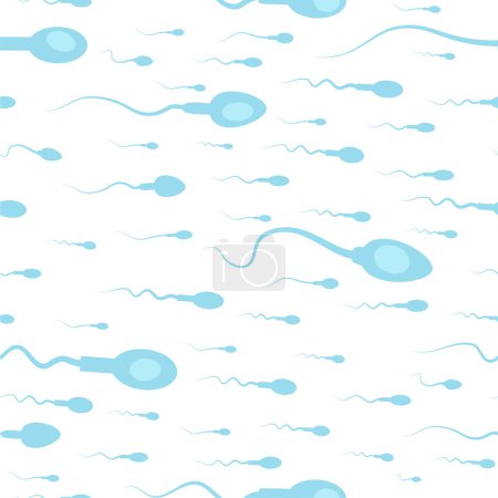 Illustration for Seamless ornament of spermatozoa swimming in one direction. Flat style medical biological pattern. Vector illustration - Royalty Free Image