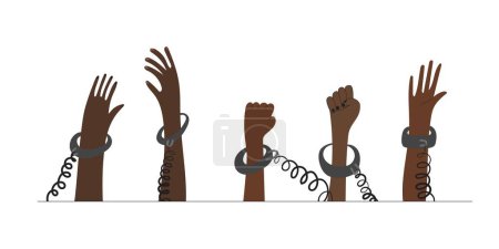Téléchargez les illustrations : Concept against slavery and human violence. Black lives matter. Black histrory awareness. Vector illustration - en licence libre de droit