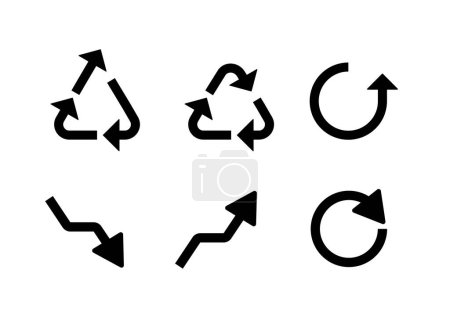 Recycle, upcycle, update zig-zag arrows set of 6 icons. Vector illustration