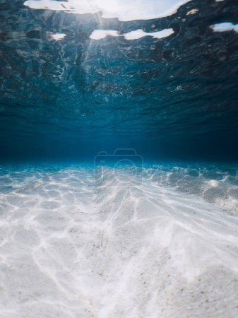 Téléchargez les photos : Océan bleu tropical avec sable blanc sous-marin dans l'île hawaïenne. Fond océanique - en image libre de droit