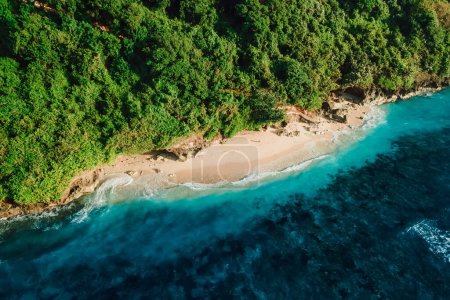 Téléchargez les photos : Tropical beach with tropical ocean in Bali. Aerial view of Green bowl beach - en image libre de droit