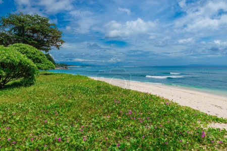 Foto de La mejor playa tropical de la isla de Bali. Costa panorámica con océano azul - Imagen libre de derechos