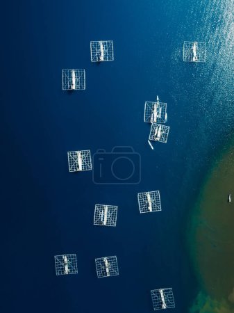 Téléchargez les photos : Les bateaux de pêche sont ancrés dans l'océan sur l'île de Sumbawa. Vue aérienne. - en image libre de droit