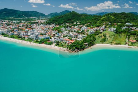 Photo for Coastline with beach and touristic town in Brazil. Aerial view - Royalty Free Image