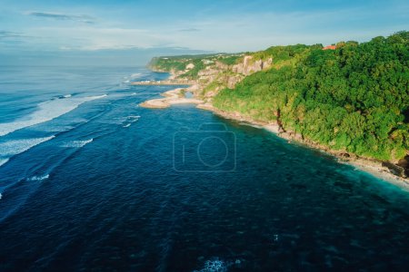Photo for Aerial view of coastline with ocean and beaches under cliffs in Bali. - Royalty Free Image