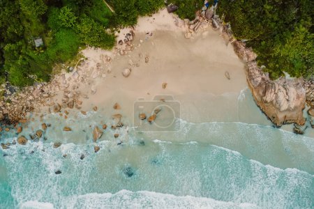 Téléchargez les photos : Côtes et océan avec vagues. Vue aérienne de la plage tropicale - en image libre de droit