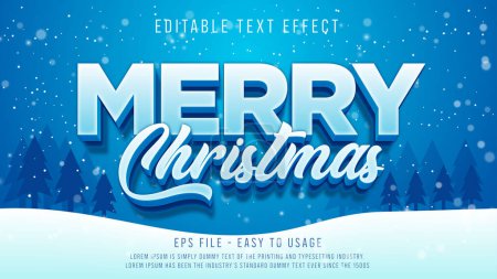 Ilustración de Nieve feliz efecto de texto editable navidad - Imagen libre de derechos