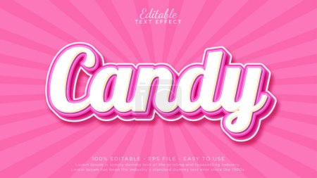 Illustration for Sweet candy 3d editable text effect template - Royalty Free Image