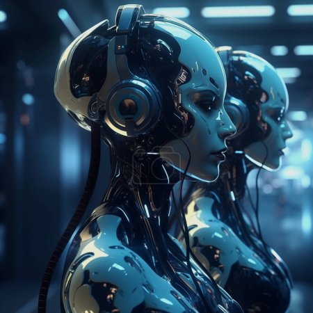Foto de Concepto de inteligencia artificial para la revolución industrial y el proceso de fabricación de automatización. Robot industrial mecanizado y concepto futuro de producción robótica - Imagen libre de derechos