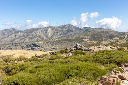 Photo for Sierra de Gredos mountains landscape in autumn from the trail to the Laguna Grande de Gredos lake from the Plataforma de Gredos in Sierra de Gredos mountains, Spain. - Royalty Free Image