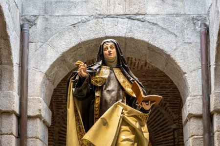 Photo for Avila, Spain, 08.10.21. Sculpture "Saint Teresa" by Gregorio Fernandez in the Museum and house of Santa Teresa of Avila. - Royalty Free Image