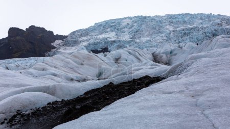 Skaftafell Glacier landscape, part of Vatnajokull National Park, Iceland. Blue glacier ice with cracks and crevasses.