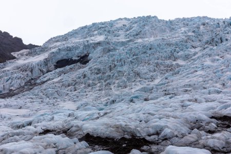 Skaftafell Glacier landscape, part of Vatnajokull National Park, Iceland. Blue glacier ice with cracks and crevasses.
