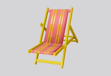Photo for 3D illustration beach chair yellow and pink isolated on white background. 3d rendering. Summer vacation concept. - Royalty Free Image