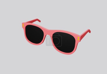 Photo for 3D illustration pink fashion sunglasses and black lens optic isolated on white background. 3D rendering. - Royalty Free Image