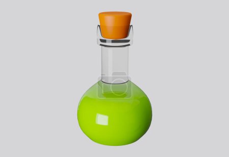 Photo for 3D illustration green potion bottle isolated on white background. icon for Halloween. 3d rendering illustration - Royalty Free Image