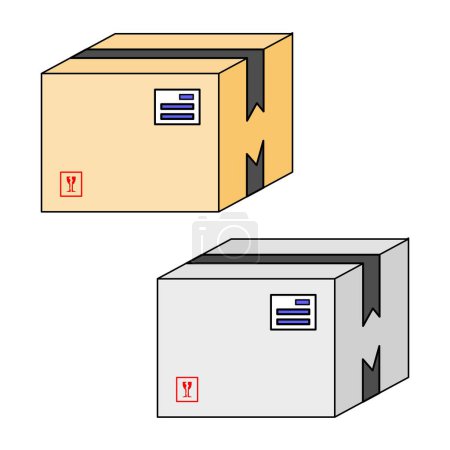 Téléchargez les illustrations : Vecteur de deux paquets avec de grandes boîtes en carton de couleur brune et blanche. - en licence libre de droit
