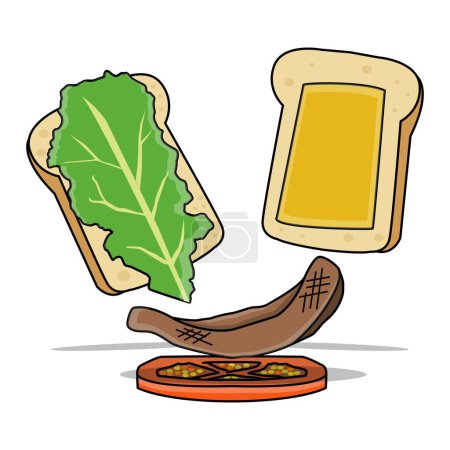 Illustration for Vector design with the concept of sandwiches being dropped from top to bottom - Royalty Free Image