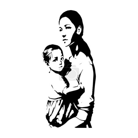 Téléchargez les photos : Joyeuse fête des mères. silhouette d'une mère et d'un enfant - en image libre de droit