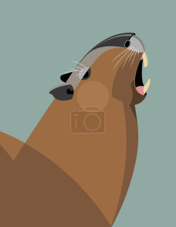 Illustration for Yawning capybara on a blue background, stylized image, vector - Royalty Free Image