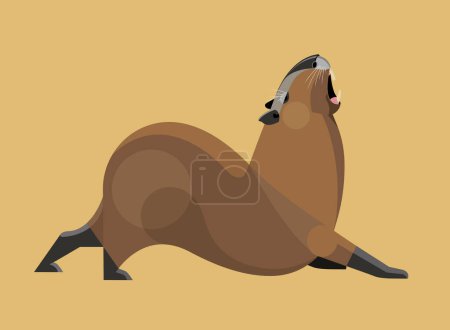 Ilustración de Bostezo capibara sobre un fondo amarillo, imagen estilizada, vector - Imagen libre de derechos