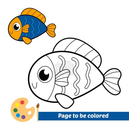 Ilustración de Libro para colorear para niños, vector de peces - Imagen libre de derechos