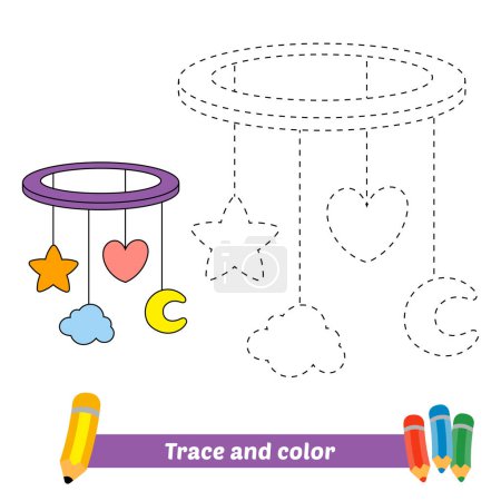 traza y color para los niños, colgando vector de juguetes